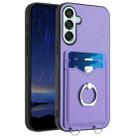 For Samsung Galaxy F15 / M15 R20 Ring Card Holder Phone Case(Purple) - 1