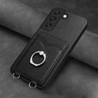 For Samsung Galaxy S22 5G R20 Ring Card Holder Phone Case(Black) - 2