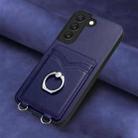 For Samsung Galaxy S22 5G R20 Ring Card Holder Phone Case(Blue) - 2