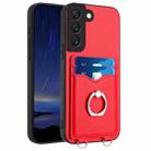 For Samsung Galaxy S22+ 5G R20 Ring Card Holder Phone Case(Red) - 1