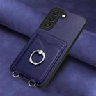 For Samsung Galaxy S22+ 5G R20 Ring Card Holder Phone Case(Blue) - 2