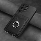 For Samsung Galaxy S22 Ultra 5G R20 Ring Card Holder Phone Case(Black) - 2