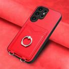 For Samsung Galaxy S22 Ultra 5G R20 Ring Card Holder Phone Case(Red) - 2