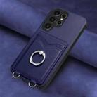 For Samsung Galaxy S22 Ultra 5G R20 Ring Card Holder Phone Case(Blue) - 2