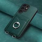For Samsung Galaxy S22 Ultra 5G R20 Ring Card Holder Phone Case(Green) - 2