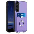 For Samsung Galaxy S23 5G R20 Ring Card Holder Phone Case(Purple) - 1