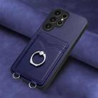 For Samsung Galaxy S23 Ultra 5G R20 Ring Card Holder Phone Case(Blue) - 2