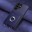 For Samsung Galaxy S24 Ultra 5G R20 Ring Card Holder Phone Case(Blue) - 2