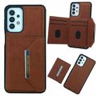 For Samsung Galaxy A14 4G / 5G Solid Color Metal Buckle Card Slots Bag Phone Case(Brown) - 1