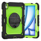 For iPad Air 11 2024 Silicone Hybrid PC Tablet Case with Shoulder Strap(Yellow Green + Black) - 1