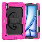 For iPad Air 11 2024 Silicone Hybrid PC Tablet Case with Shoulder Strap(Black + Rose Red) - 1