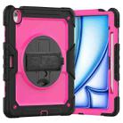 For iPad Air 13 2024 Silicone Hybrid PC Tablet Case with Shoulder Strap(Rose Red + Black) - 1