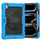 For iPad Pro 13 2024 Silicone Hybrid PC Tablet Case with Shoulder Strap(Black + Light Blue) - 1