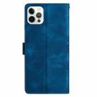 For iPhone 15 Pro Max Cherry Blossom Butterfly Skin Feel Embossed PU Phone Case(Blue) - 3