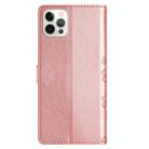 For iPhone 15 Pro Max Cherry Blossom Butterfly Skin Feel Embossed PU Phone Case(Rose Gold) - 3
