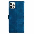 For iPhone 15 Pro Cherry Blossom Butterfly Skin Feel Embossed PU Phone Case(Blue) - 3