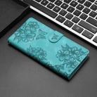 For iPhone 15 Pro Cherry Blossom Butterfly Skin Feel Embossed PU Phone Case(Green) - 2