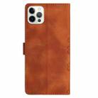 For iPhone 15 Pro Cherry Blossom Butterfly Skin Feel Embossed PU Phone Case(Brown) - 3