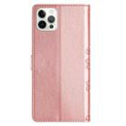 For iPhone 15 Pro Cherry Blossom Butterfly Skin Feel Embossed PU Phone Case(Rose Gold) - 3