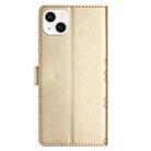 For iPhone 15 Plus Cherry Blossom Butterfly Skin Feel Embossed PU Phone Case(Gold) - 3