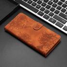 For iPhone 15 Cherry Blossom Butterfly Skin Feel Embossed PU Phone Case(Brown) - 2