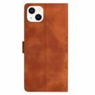 For iPhone 15 Cherry Blossom Butterfly Skin Feel Embossed PU Phone Case(Brown) - 3