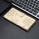 For iPhone 15 Cherry Blossom Butterfly Skin Feel Embossed PU Phone Case(Gold) - 2