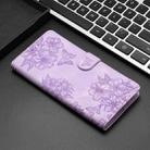 For iPhone 14 Plus Cherry Blossom Butterfly Skin Feel Embossed PU Phone Case(Purple) - 2