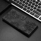 For iPhone 14 Plus Cherry Blossom Butterfly Skin Feel Embossed PU Phone Case(Black) - 2