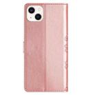 For iPhone 14 Plus Cherry Blossom Butterfly Skin Feel Embossed PU Phone Case(Rose Gold) - 3