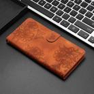 For iPhone 14 Pro Cherry Blossom Butterfly Skin Feel Embossed PU Phone Case(Brown) - 2