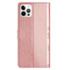 For iPhone 14 Pro Cherry Blossom Butterfly Skin Feel Embossed PU Phone Case(Rose Gold) - 3