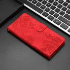 For iPhone 14 Pro Max Cherry Blossom Butterfly Skin Feel Embossed PU Phone Case(Red) - 2