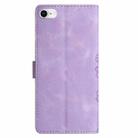 For iPhone SE 2022 / SE 2020 Cherry Blossom Butterfly Skin Feel Embossed PU Phone Case(Purple) - 3