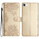 For iPhone SE 2022 / SE 2020 Cherry Blossom Butterfly Skin Feel Embossed PU Phone Case(Gold) - 1