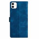 For iPhone 12 mini Cherry Blossom Butterfly Skin Feel Embossed PU Phone Case(Blue) - 3