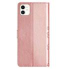 For iPhone 12 mini Cherry Blossom Butterfly Skin Feel Embossed PU Phone Case(Rose Gold) - 3