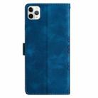 For iPhone 11 Pro Max Cherry Blossom Butterfly Skin Feel Embossed PU Phone Case(Blue) - 3