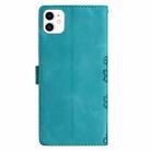 For iPhone 11 Cherry Blossom Butterfly Skin Feel Embossed PU Phone Case(Green) - 3