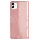For iPhone 11 Cherry Blossom Butterfly Skin Feel Embossed PU Phone Case(Rose Gold) - 3