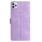 For iPhone 11 Pro Cherry Blossom Butterfly Skin Feel Embossed PU Phone Case(Purple) - 3