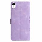 For iPhone XS / X Cherry Blossom Butterfly Skin Feel Embossed PU Phone Case(Purple) - 3