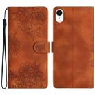 For iPhone XS / X Cherry Blossom Butterfly Skin Feel Embossed PU Phone Case(Brown) - 1