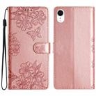 For iPhone XS / X Cherry Blossom Butterfly Skin Feel Embossed PU Phone Case(Rose Gold) - 1