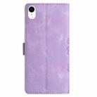 For iPhone XR Cherry Blossom Butterfly Skin Feel Embossed PU Phone Case(Purple) - 3