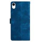 For iPhone XR Cherry Blossom Butterfly Skin Feel Embossed PU Phone Case(Blue) - 3