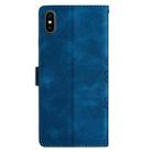 For iPhone XS Max Cherry Blossom Butterfly Skin Feel Embossed PU Phone Case(Blue) - 3