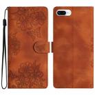 For iPhone 8 Plus / 7 Plus Cherry Blossom Butterfly Skin Feel Embossed PU Phone Case(Brown) - 1