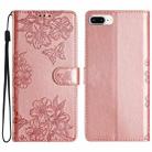 For iPhone 8 Plus / 7 Plus Cherry Blossom Butterfly Skin Feel Embossed PU Phone Case(Rose Gold) - 1