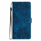 For iPhone 16 Cherry Blossom Butterfly Skin Feel Embossed PU Phone Case(Blue) - 2